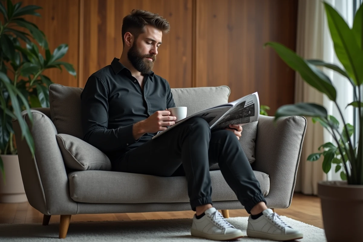 Homme détendu dans un salon intérieur
